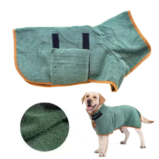Dog Bathrobe Towel – Quick-Dry Absorbent Pet Bath Robe