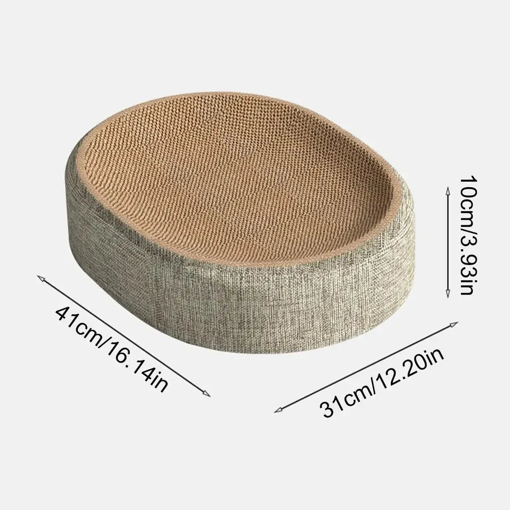 2-in-1 Cat Scratcher Bed – Oval Corrugated Cardboard Scratching Nest