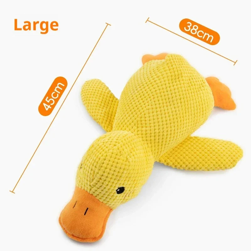 Calming Duck Plush Dog Toy – Squeaky Sleeping Companion Toy