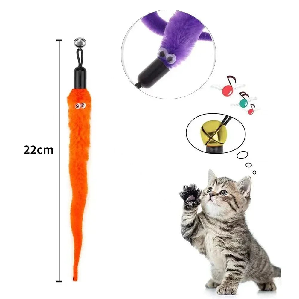 Cat Feather Toy Refills – Replacement Bird, Worm & Ball Teaser Heads