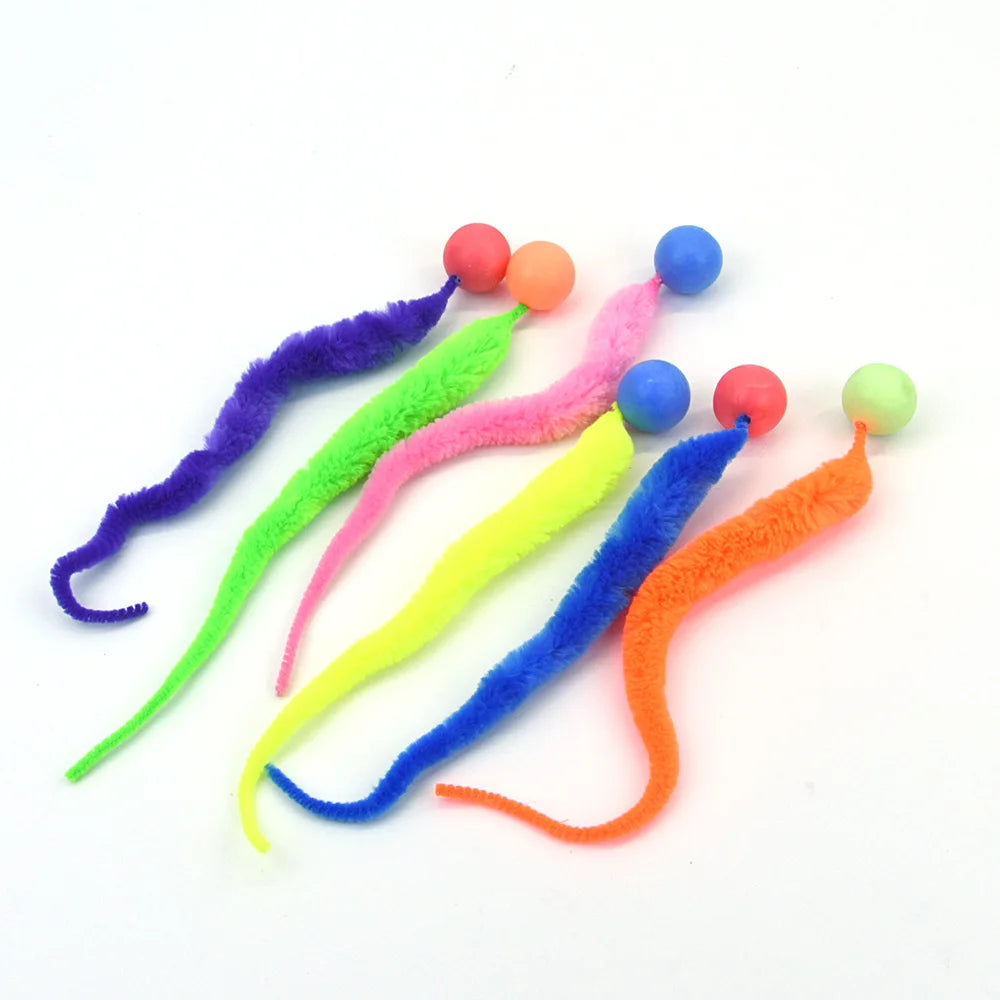 Caterpillar Cat Toy with Bouncing Ball – Interactive Elastic Cat Teaser