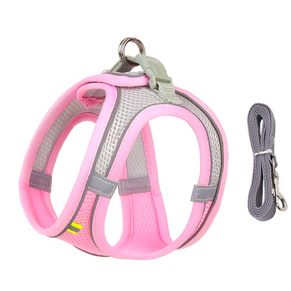 Puppy & Cat Vest Harness with Leash – Breathable Reflective Mesh