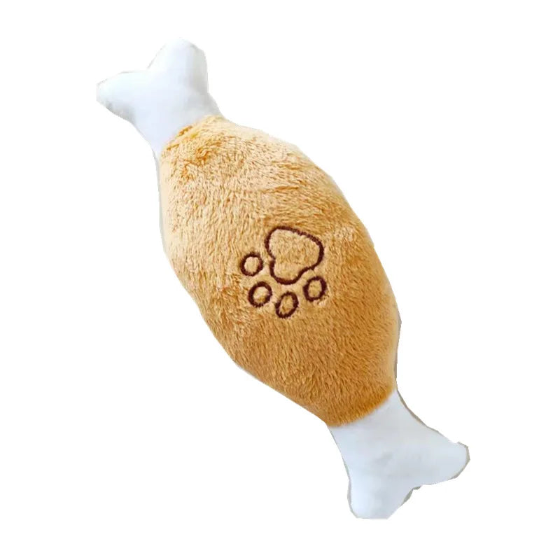 Squeaky Plush Food Dog Toys – Banana, Bone & Vegetable Chew Toys