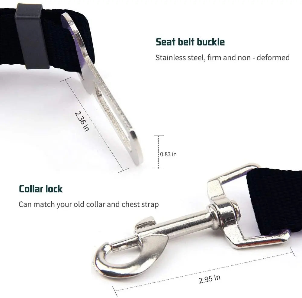 Adjustable Dog Car Seat Belt – Pet Vehicle Safety Lead Clip