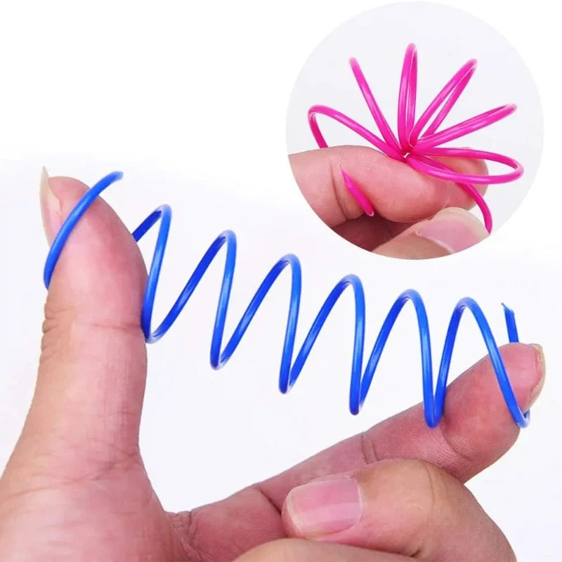 Cat Spring Toys Pack – Colourful Plastic Coil Springs for Kittens
