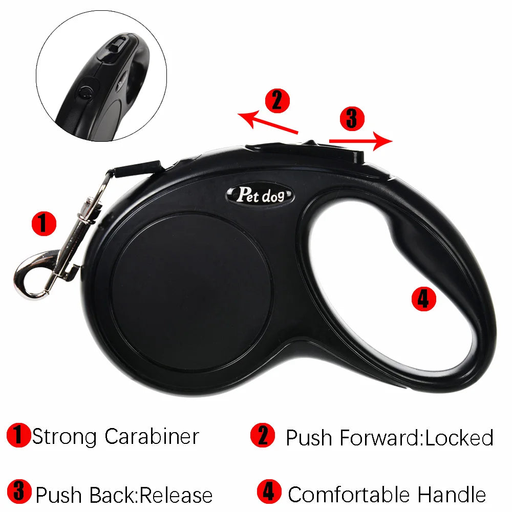 3m/5m Retractable Dog Leash – Strong Nylon Lead Small/Medium Dogs