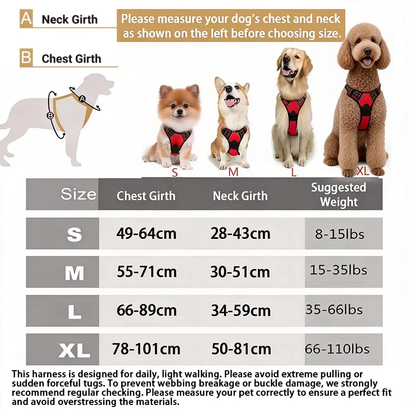 No-Pull Dog Harness Front Clip – Reflective Padded with Handle