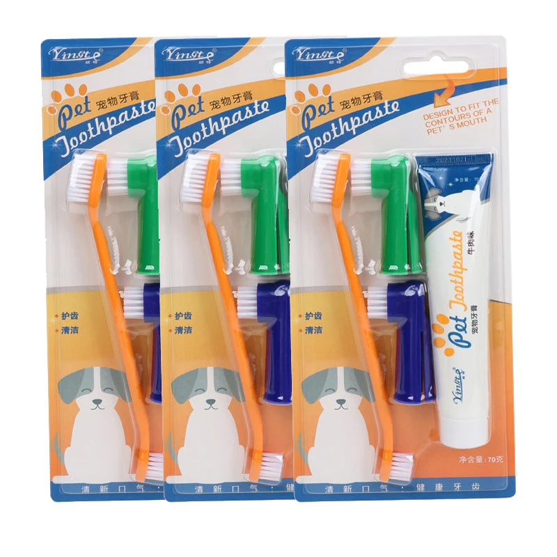 Dog Dental Care Kit – Pet Toothbrush & Toothpaste Set for Tartar