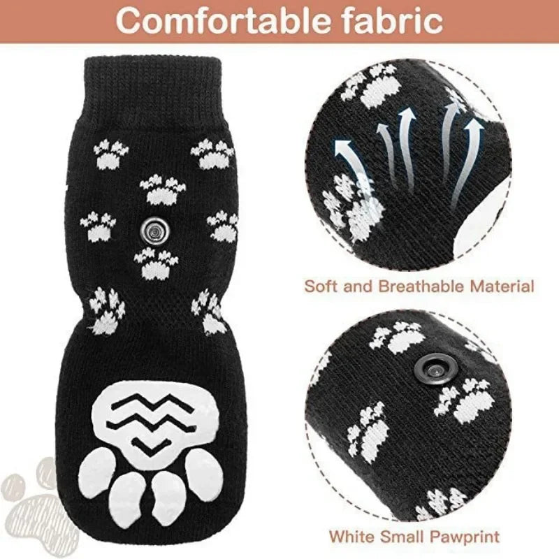 Anti-Slip Dog Socks 4 Pack – Grip Socks with Straps for Floors