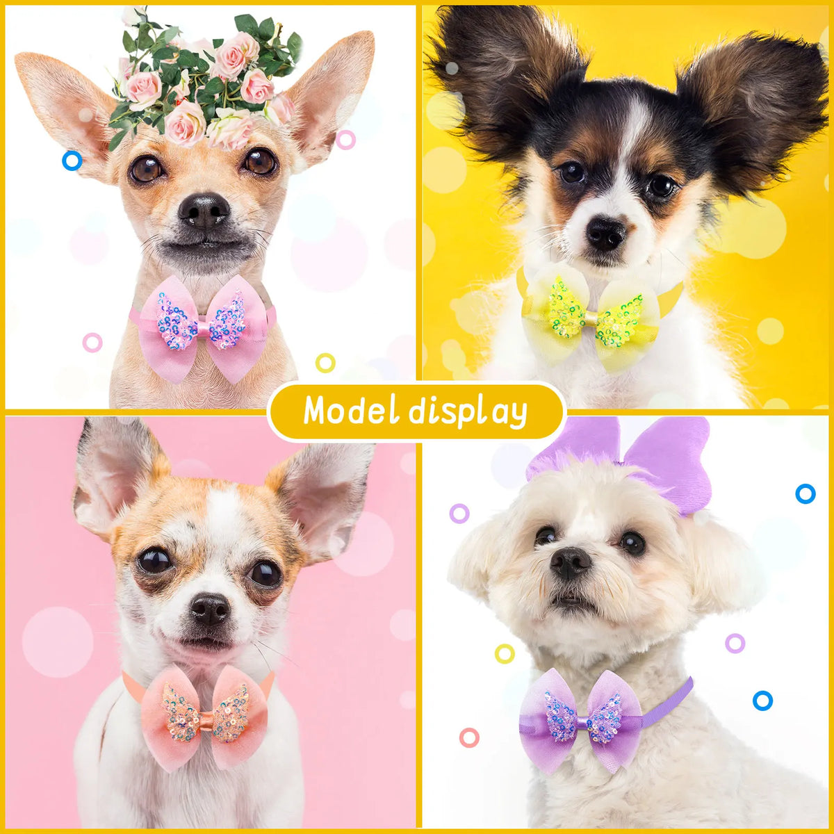 Dog Bow Tie Collars 10 Pack – Adjustable Lace Bow Collars Dogs & Cats