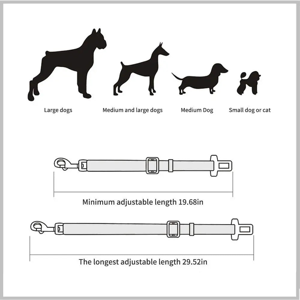 Adjustable Dog Car Seat Belt – Pet Vehicle Safety Lead Clip