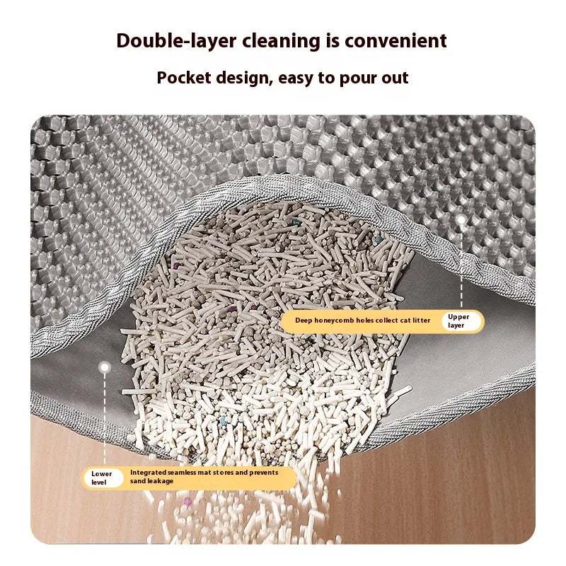 Cat Litter Mat 2-Layer – Waterproof Non-Slip Litter Trapping Mat
