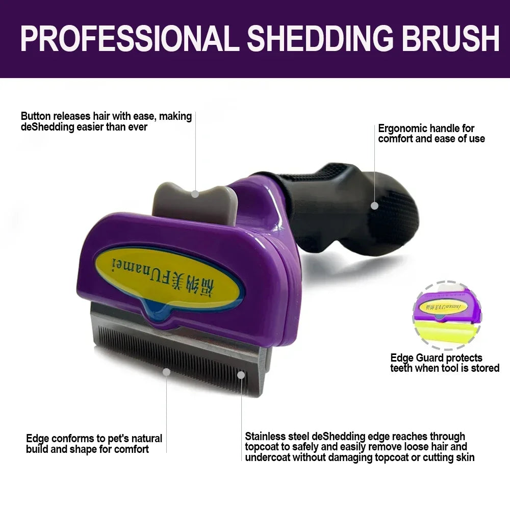 Pet Grooming Brush for Dogs & Cats – Hair Removal Massage Comb