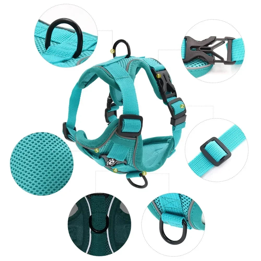 No-Pull Dog Harness with 1.5m Leash – Adjustable Reflective Vest Set