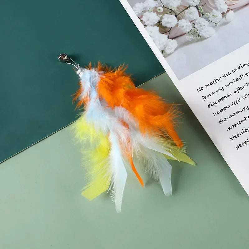 Cat Feather Toy Refills – Replacement Bird, Worm & Ball Teaser Heads