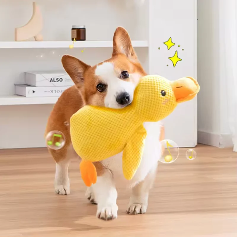 Squeaky Plush Duck Dog Toy – Teeth Cleaning Chew Toy for Dogs