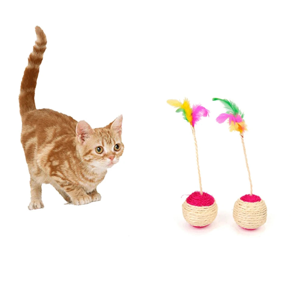 Feather Sisal Cat Ball – Shuttlecock Claw Grinding Cat Toy