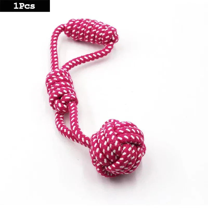 Cotton Rope Dog Toy – Knot Ball Dumbbell Teeth Cleaning Chew Toy