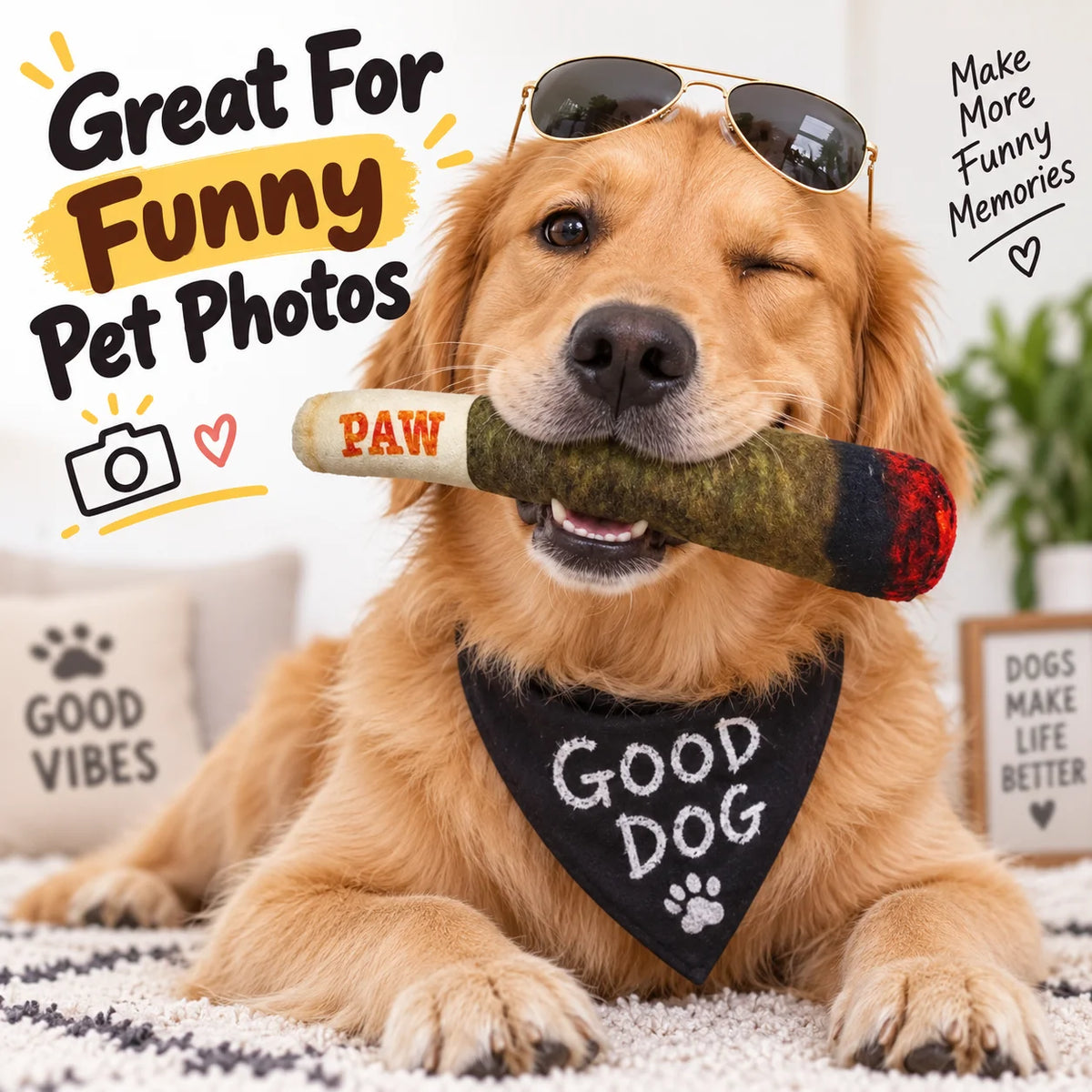 Squeaky Plush Cigar Dog Toy – Funny Chew Toy for Small/Medium Dogs