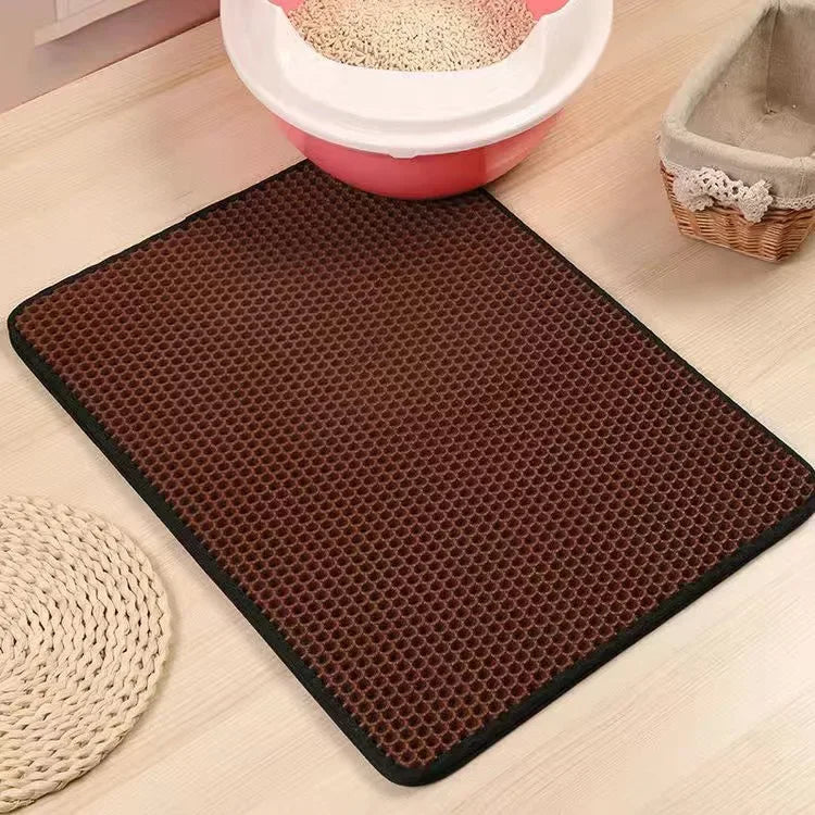 Double-Layer Cat Litter Mat – Waterproof Washable Litter Trap