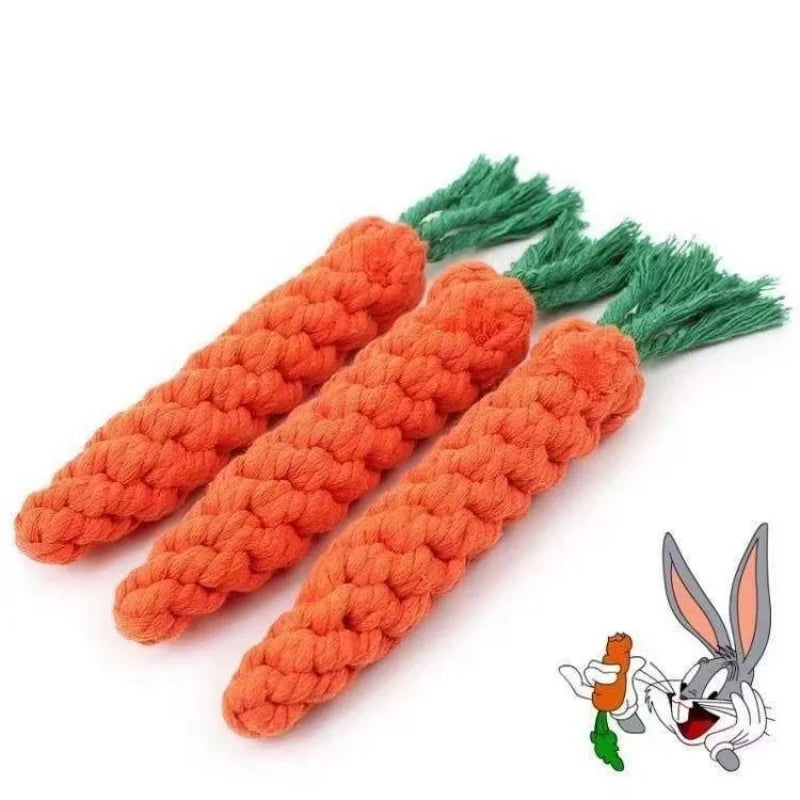 Carrot Rope Dog Toy – Braided Cotton Chew & Teething Toy