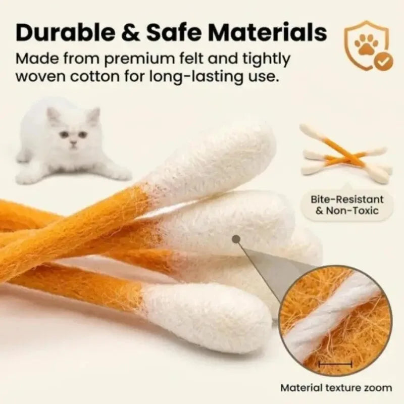 Giant Cotton Swab Catnip Toys 6 Pack – Kitten Chew & Teeth Cleaning