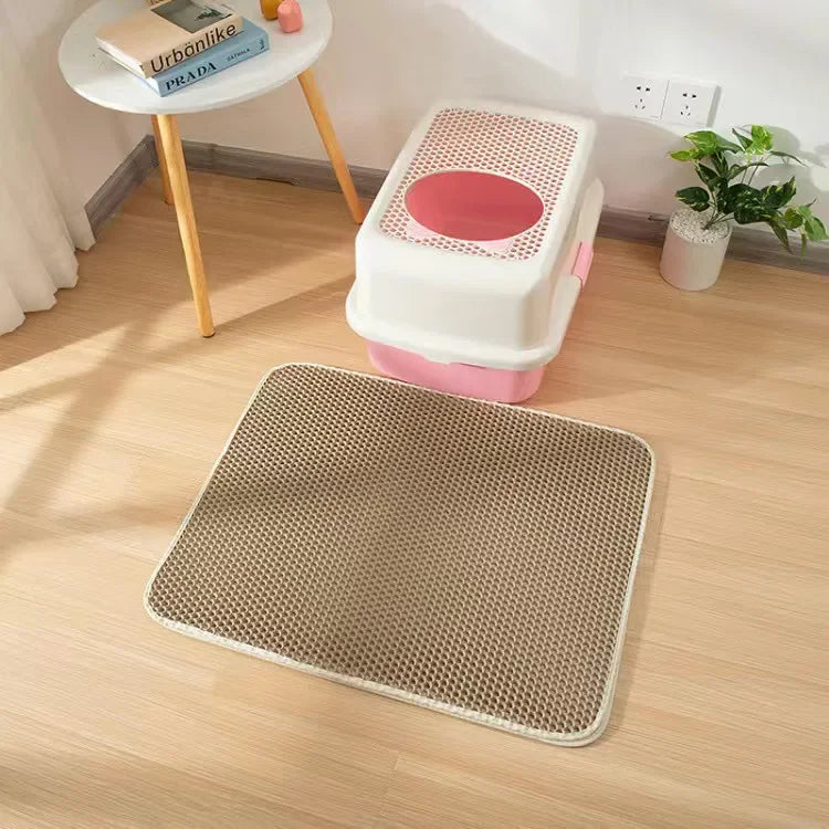 Double-Layer Cat Litter Mat – Waterproof Washable Litter Trap