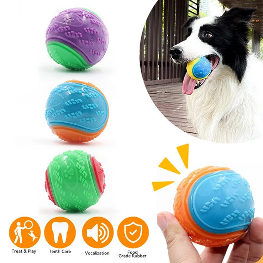 Squeaky TPR Dog Ball – Soft Teeth Cleaning Chew Toy