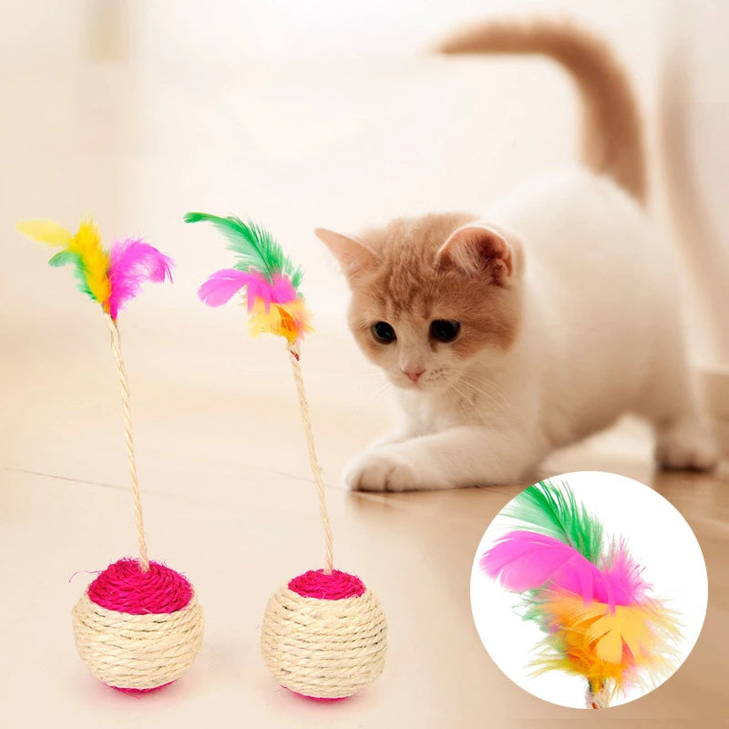 Feather Sisal Cat Ball – Shuttlecock Claw Grinding Cat Toy