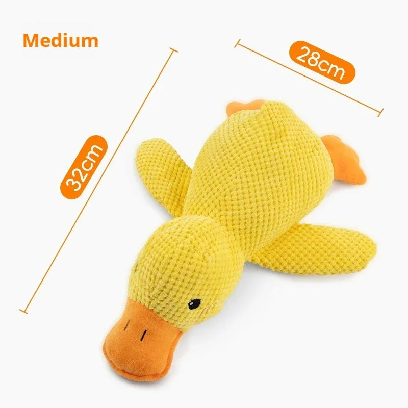 Calming Duck Plush Dog Toy – Squeaky Sleeping Companion Toy