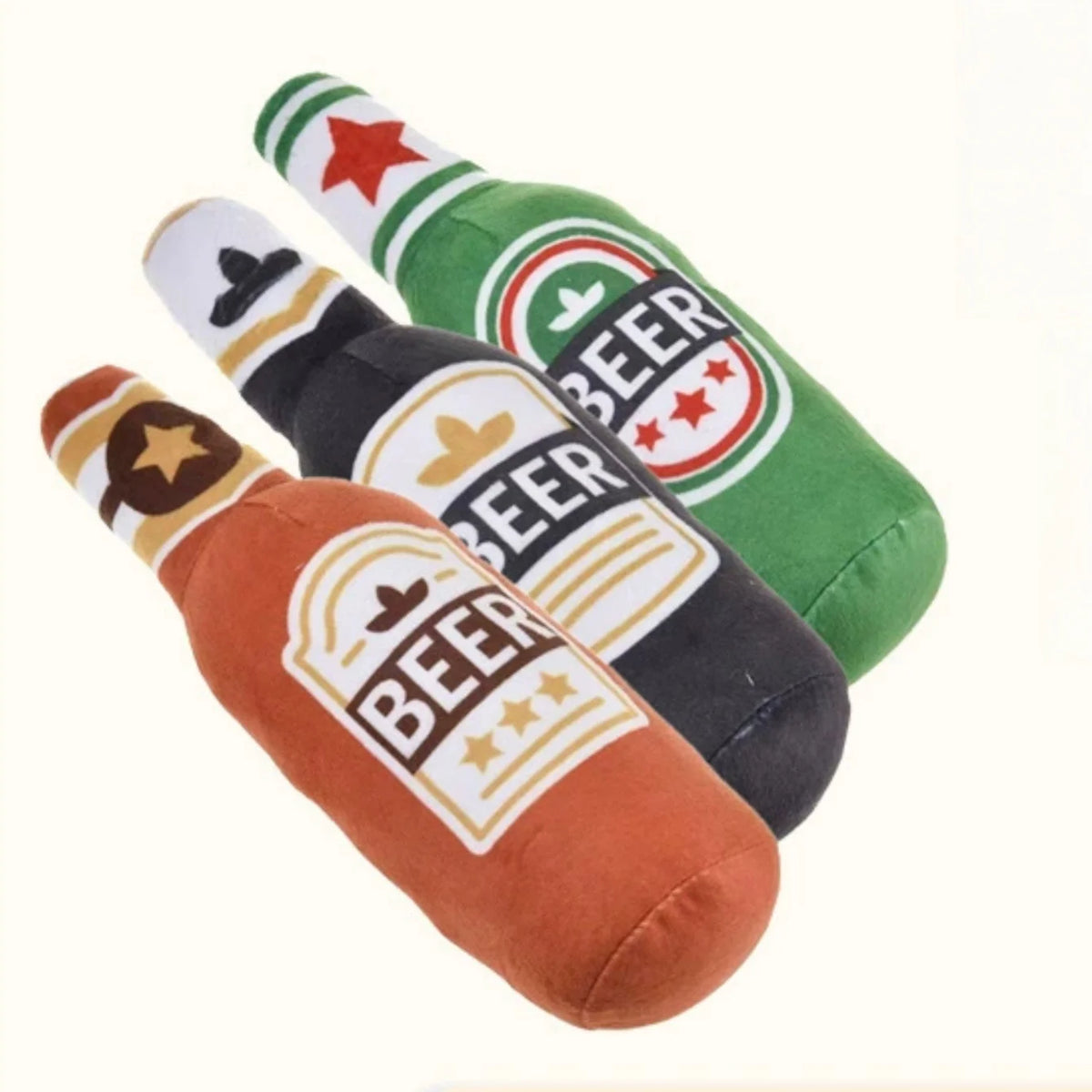 Squeaky Beer Bottle Dog Toy – Bite-Resistant Plush Chew