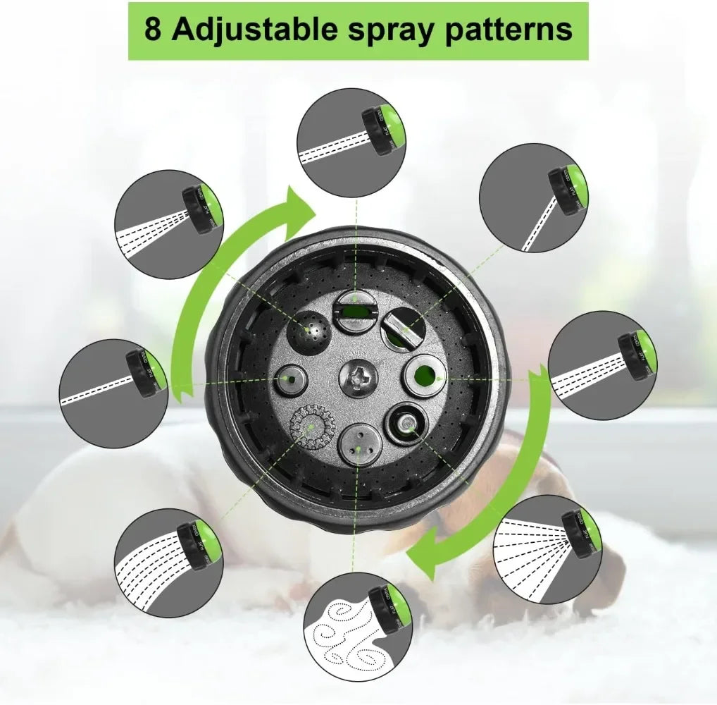 8-in-1 Dog Shower Sprayer – High-Pressure Pet Bath Hose Nozzle with Foam
