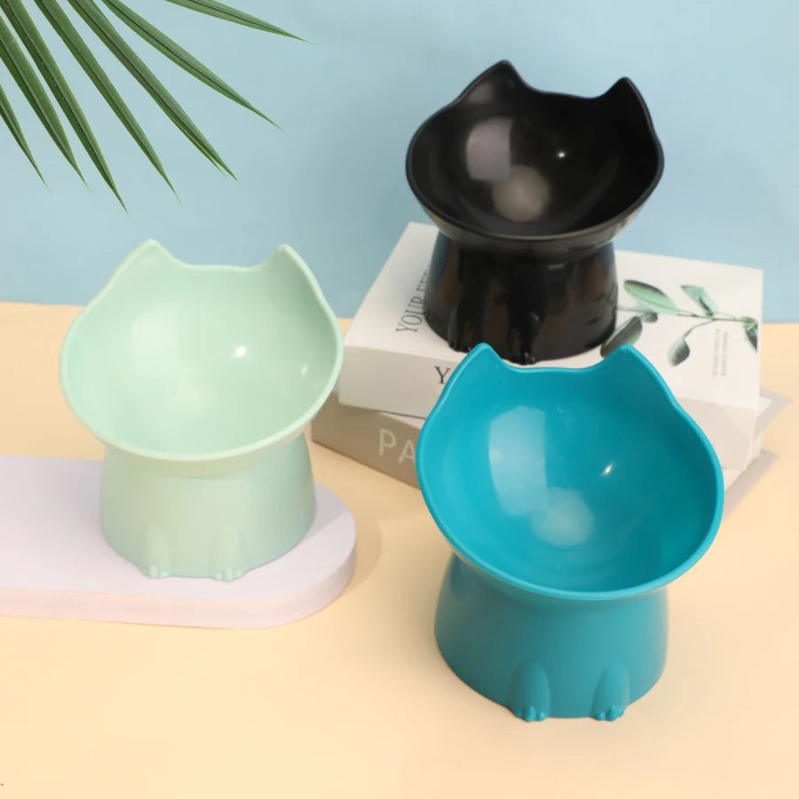 Elevated Cat Bowl – Anti-Tip Raised Tilted Food Dish Neck Protection