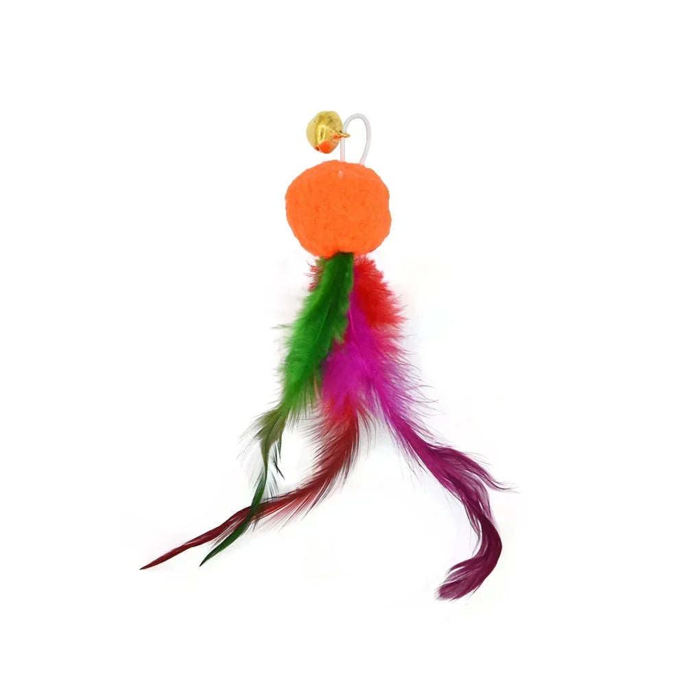 Cat Feather Toy Refills – Replacement Bird, Worm & Ball Teaser Heads