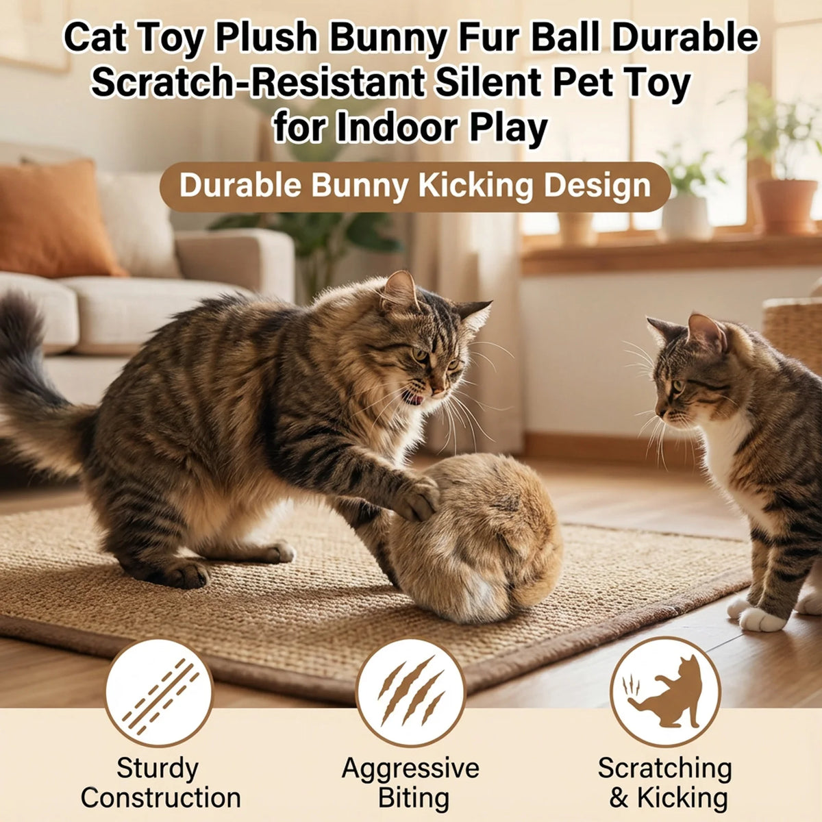 Rabbit Fur Catnip Balls 1–6 Pack – Plush Chase Ball Cat Toy 8cm