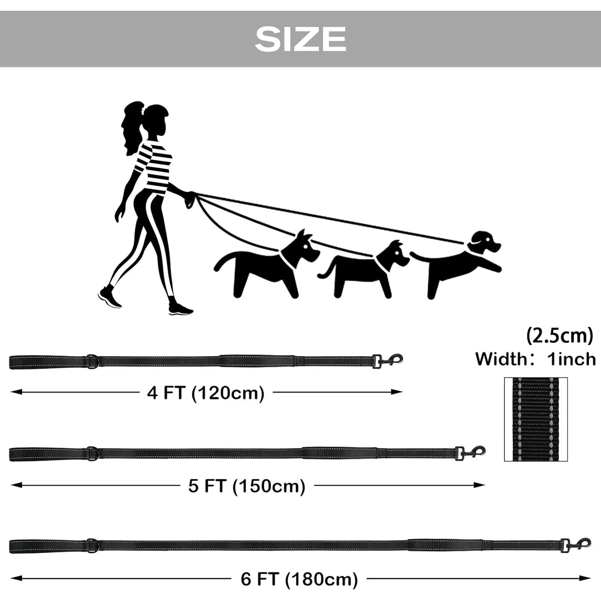 Heavy-Duty Double Handle Dog Leash – Reflective for Large Breeds