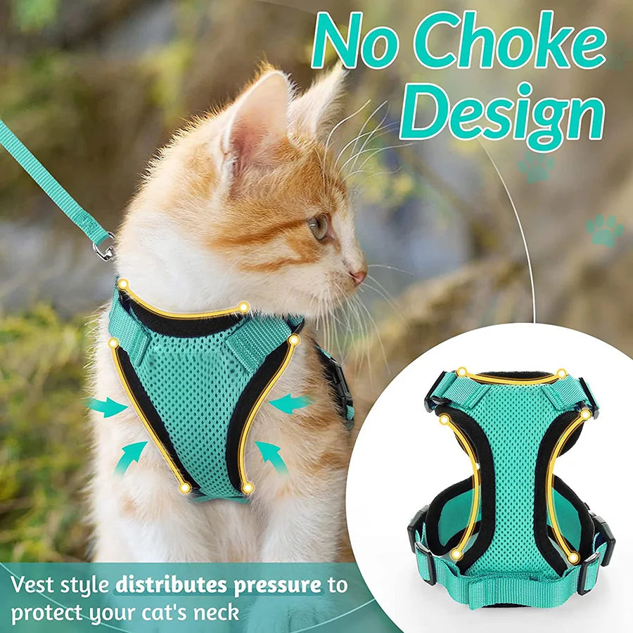 Cat Harness and Leash for Walking – Escape-Proof Soft Adjustable Vest