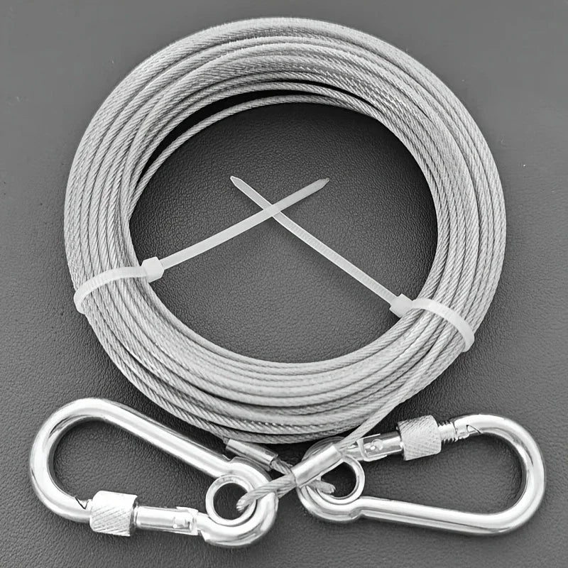 Heavy-Duty Dog Tie-Out Cable – Reflective Steel Lead with Swivel Hooks