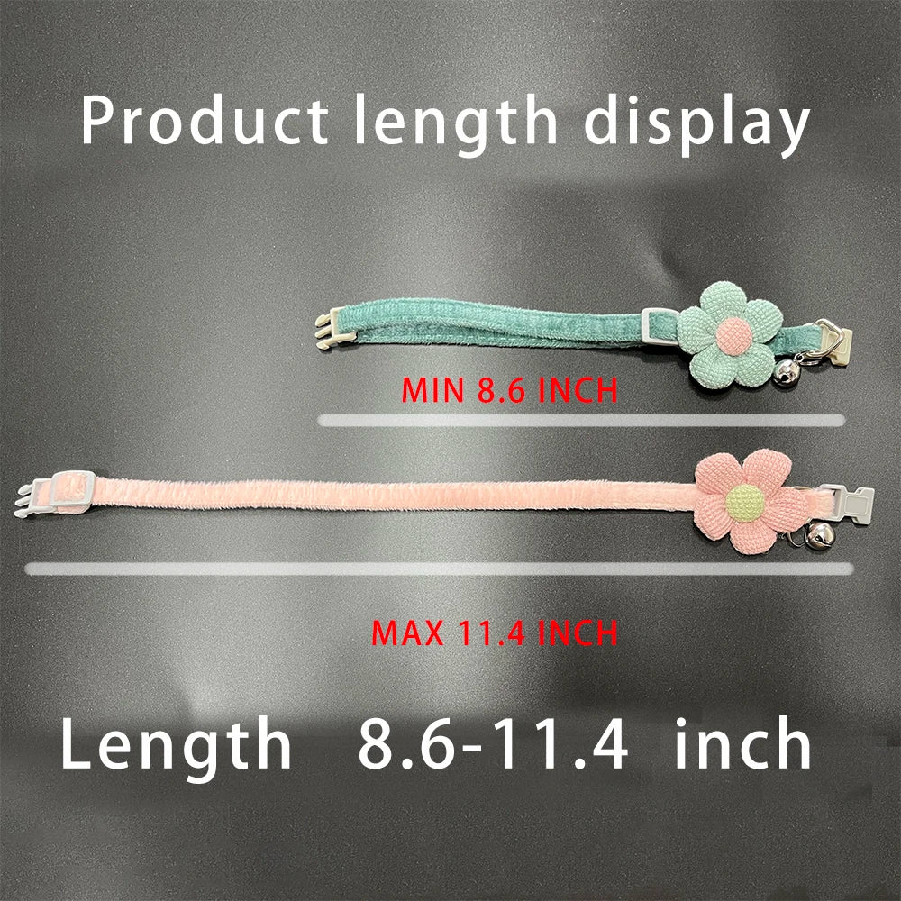 Flower Cat Collar with Bell – Adjustable Kitten & Small Dog Collar