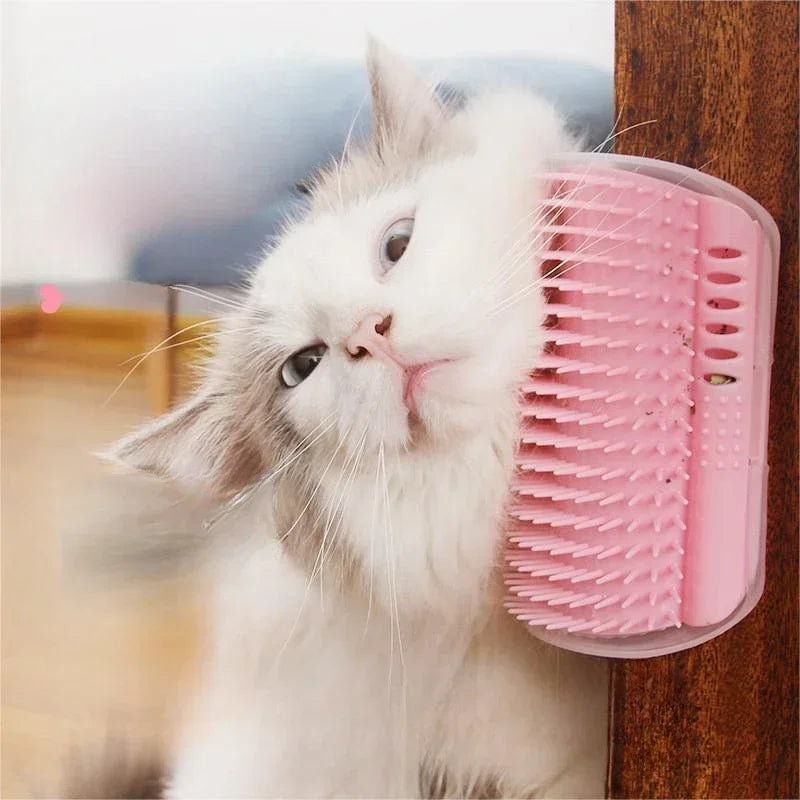 Wall Corner Cat Self Groomer – Massage Brush & Scratcher