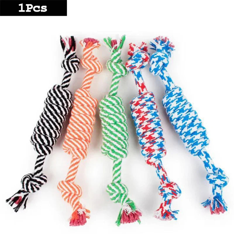 Cotton Rope Dog Toy – Knot Ball Dumbbell Teeth Cleaning Chew Toy
