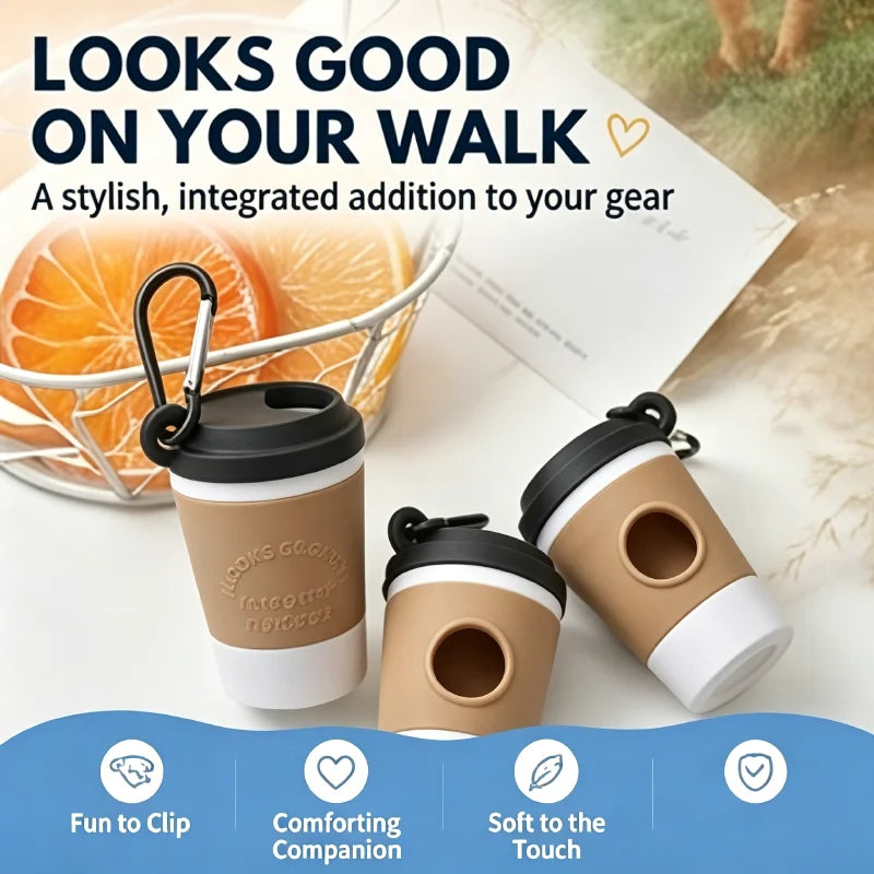 Coffee Cup Dog Poop Bag Dispenser – Leash Clip Waste Bag Holder