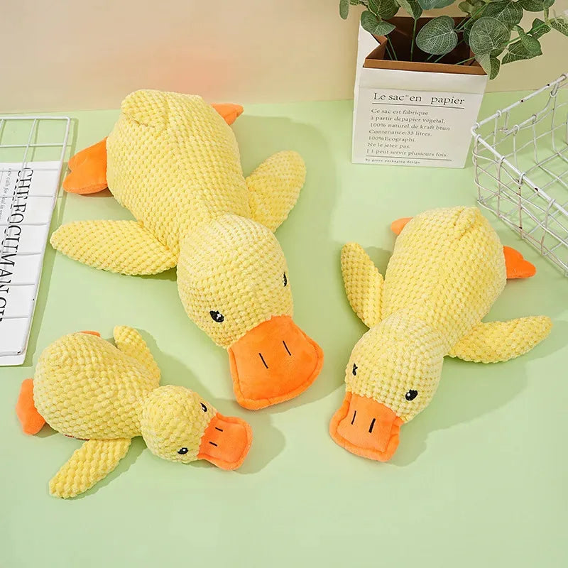 Calming Duck Plush Dog Toy – Squeaky Sleeping Companion Toy