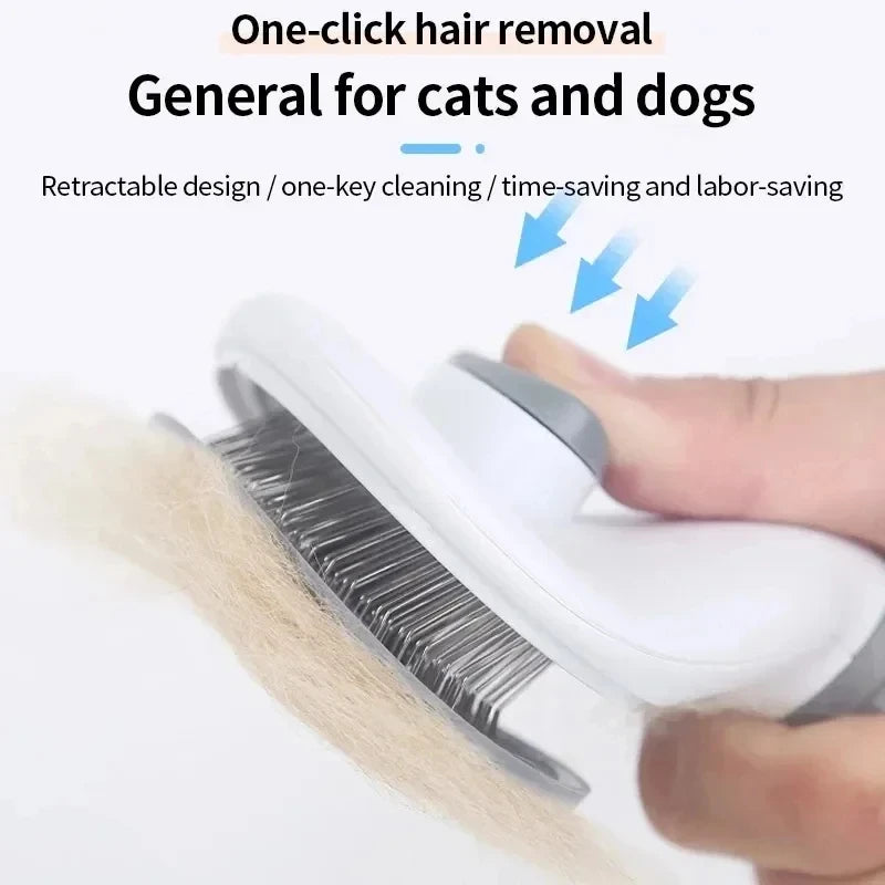 Self-Cleaning Slicker Brush for Dogs & Cats – One-Click Deshedding Brush