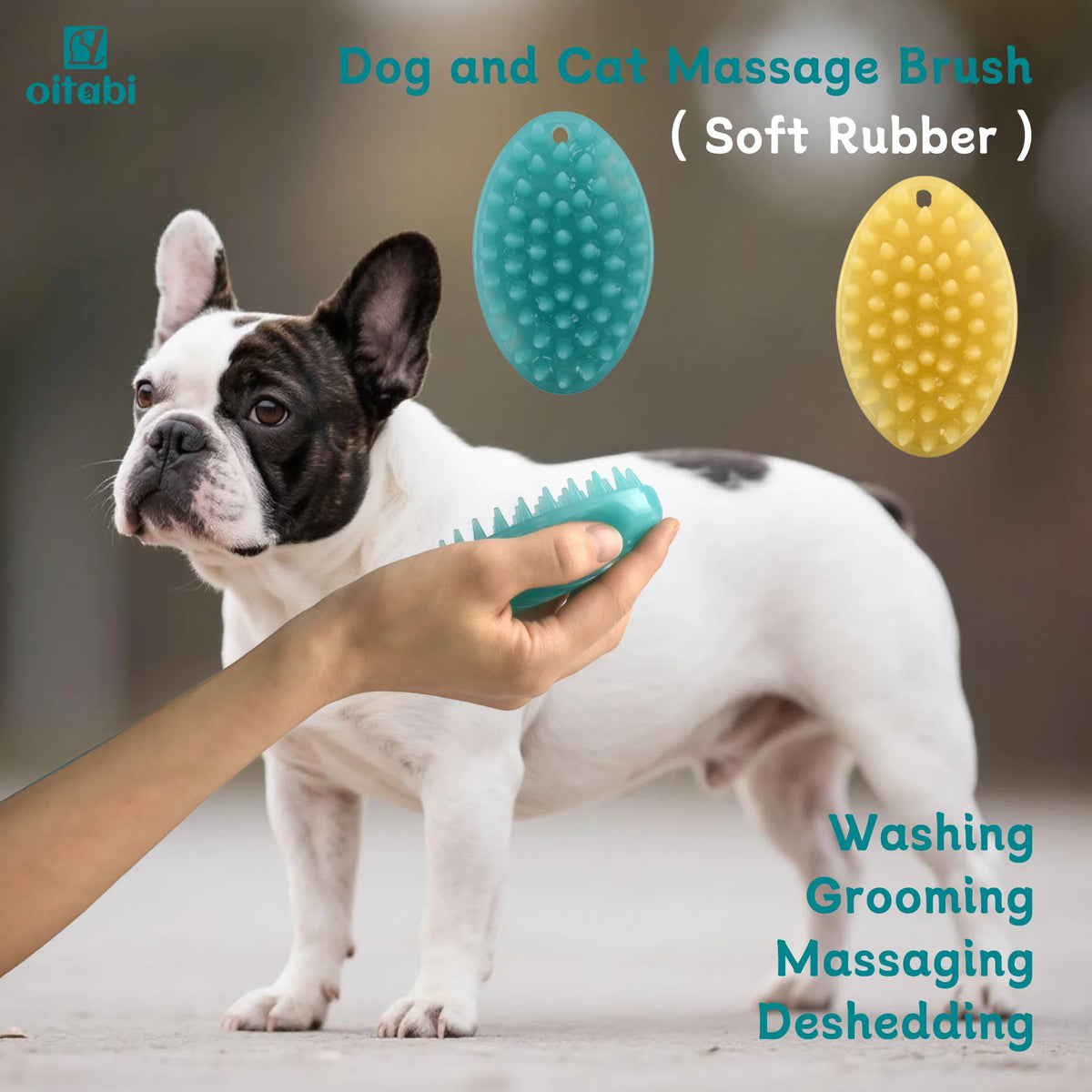 Soft Rubber Pet Brush – Short Hair Dog & Cat Bath Massage Brush