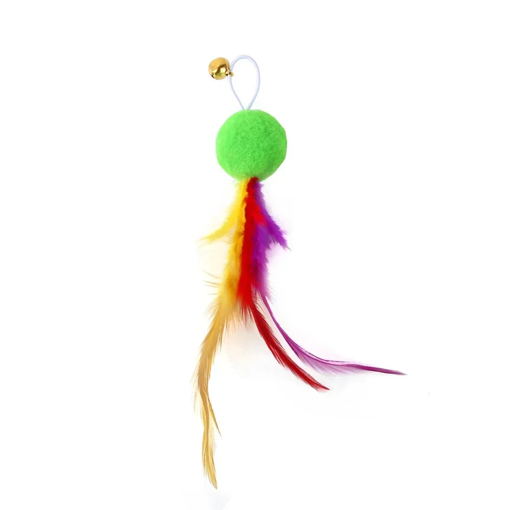 Cat Feather Toy Refills – Replacement Bird, Worm & Ball Teaser Heads