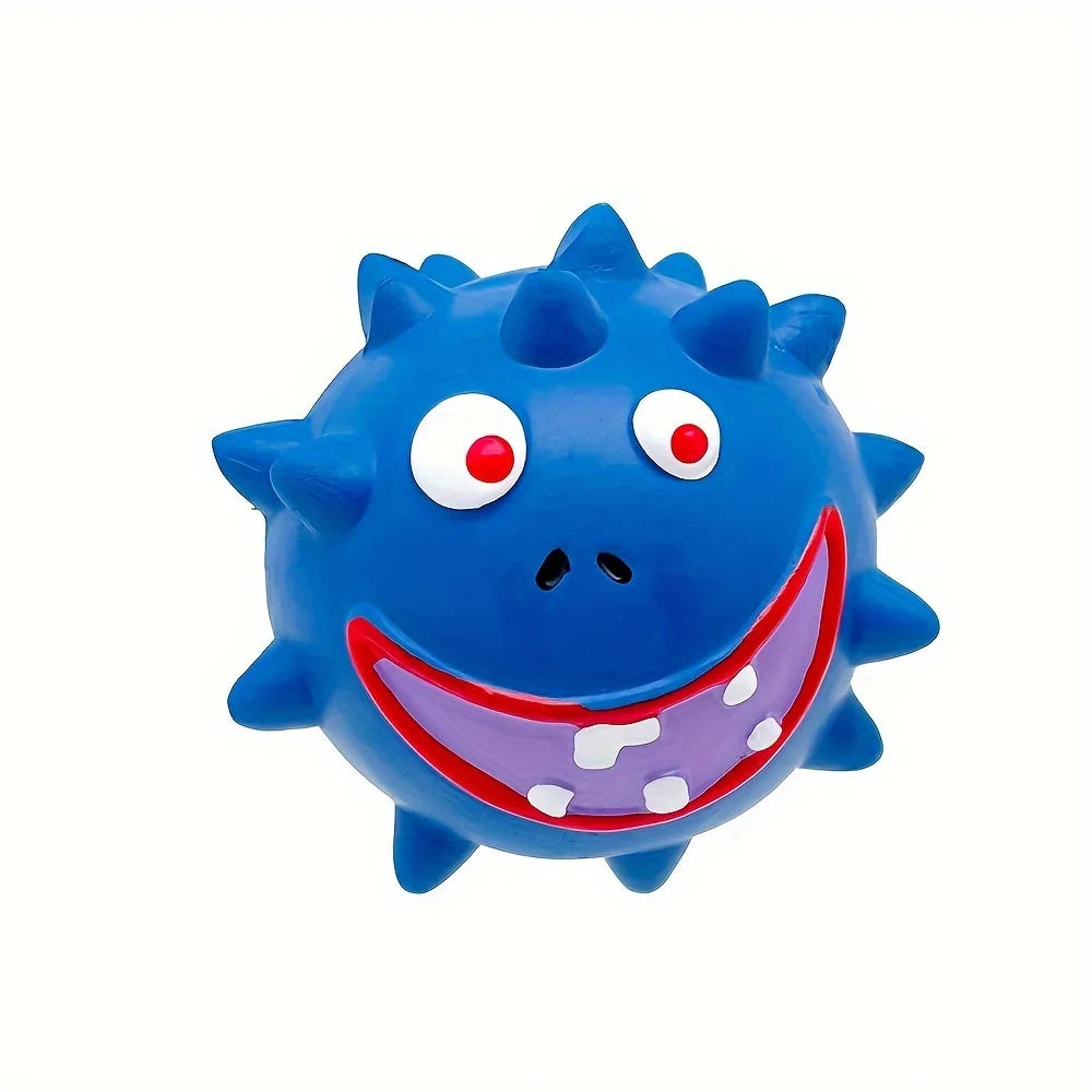 Spiky Latex Dog Ball – Squeaky Chew Toy Small & Medium Dogs