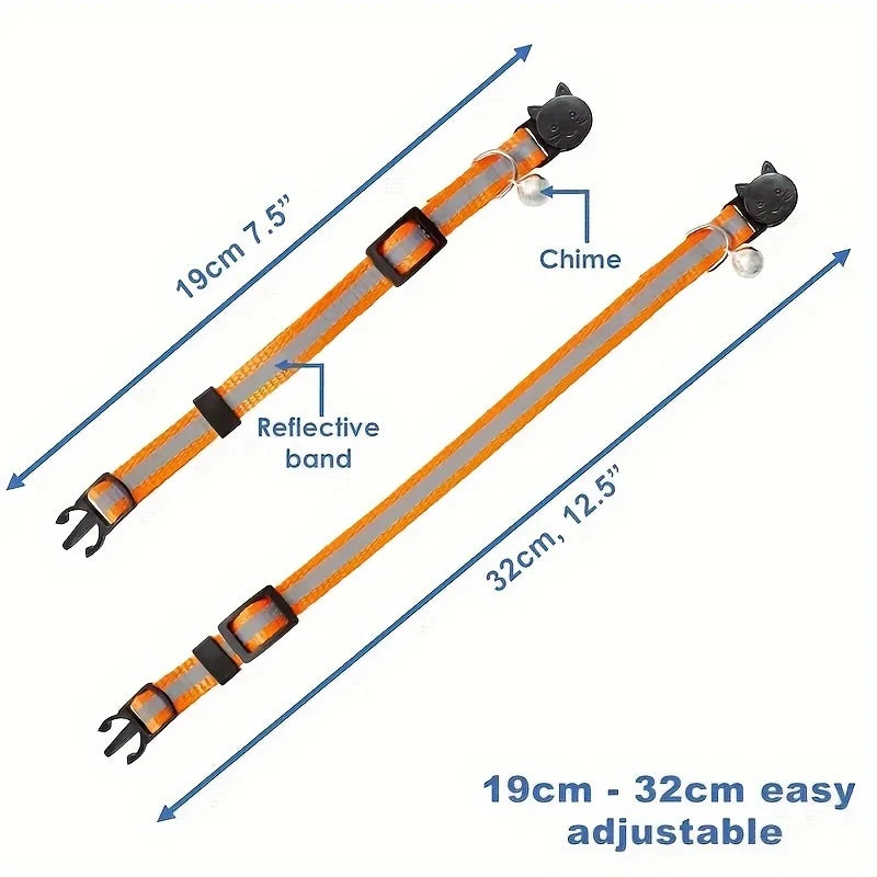 Reflective Breakaway Cat Collars 10 Pack – With Bells & Ears