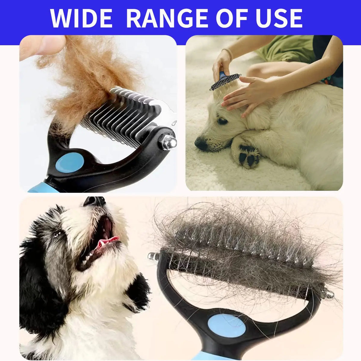 Pet Deshedding Brush – Dematting Knot Cutter Comb for Dogs & Cats