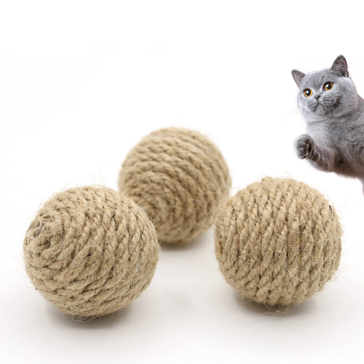 Hand-Woven Hemp Cat Ball – Rolling Rattle Scratch Ball Toy